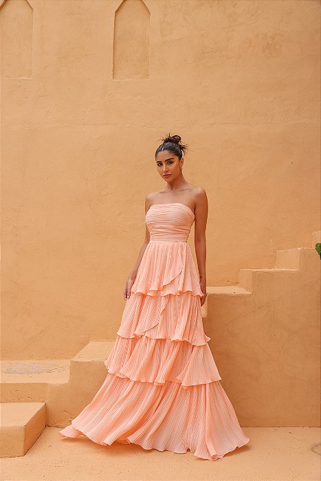 VESTIDO ESPANHA LONGO T.Q.C CAMADAS - SALMÃO