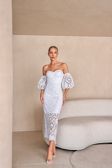 VESTIDO MIDI LAISE GREICE - OFF WHITE