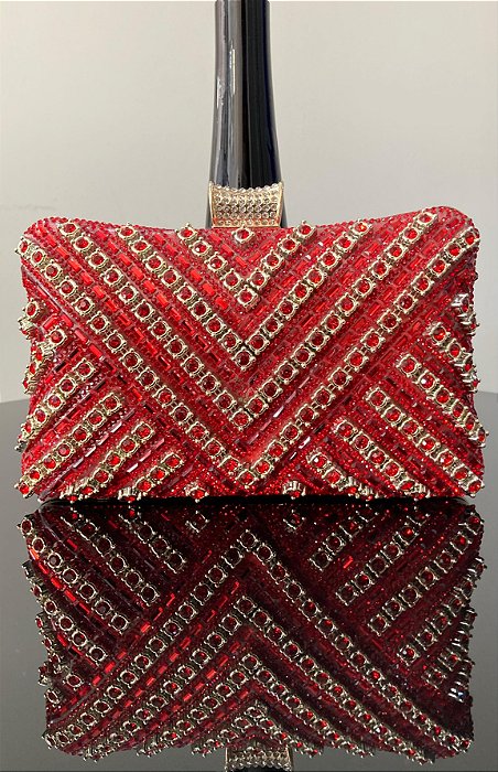 BOLSA FESTA STRASS VALENTINA - VERMELHO