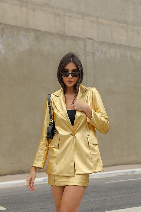 JAQUETA METALIZADA LOLLA - DOURADO