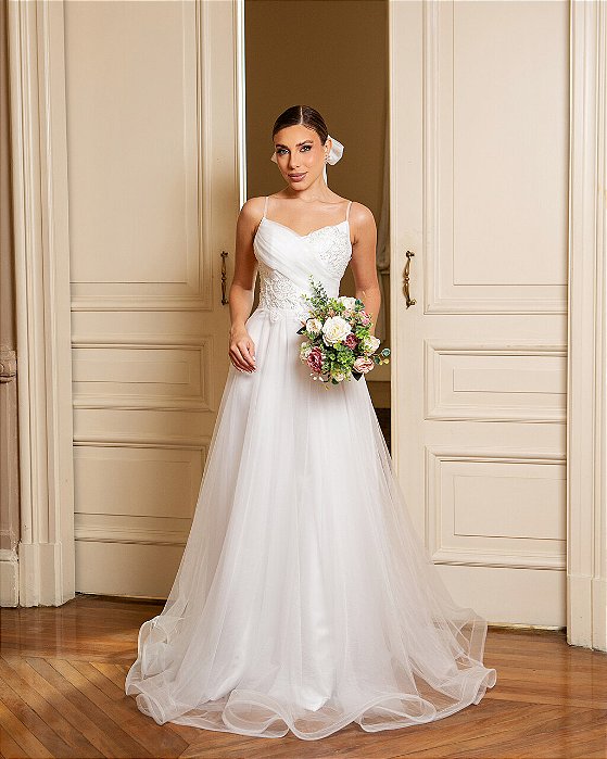 VESTIDO DE NOIVA BORDADO VALENTINA - BRANCO