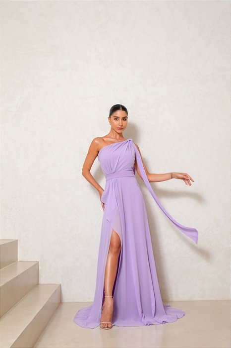 VESTIDO LONGO FENDA ROBERTA - LAVANDA