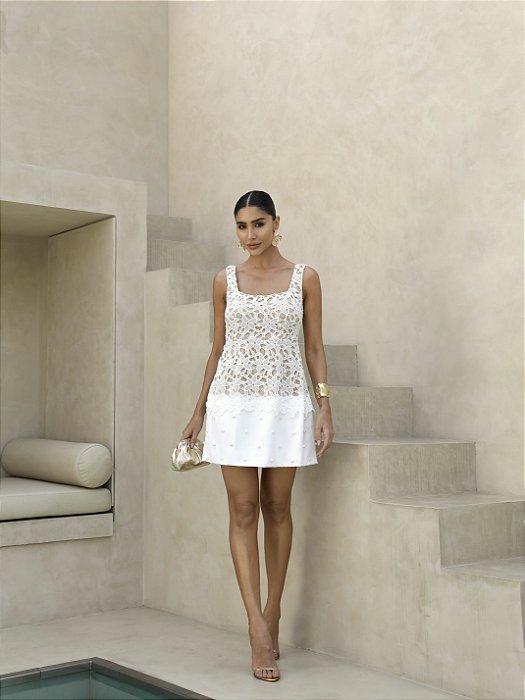 VESTIDO OÁSIS RENDA PÉROLAS - OFF WHITE