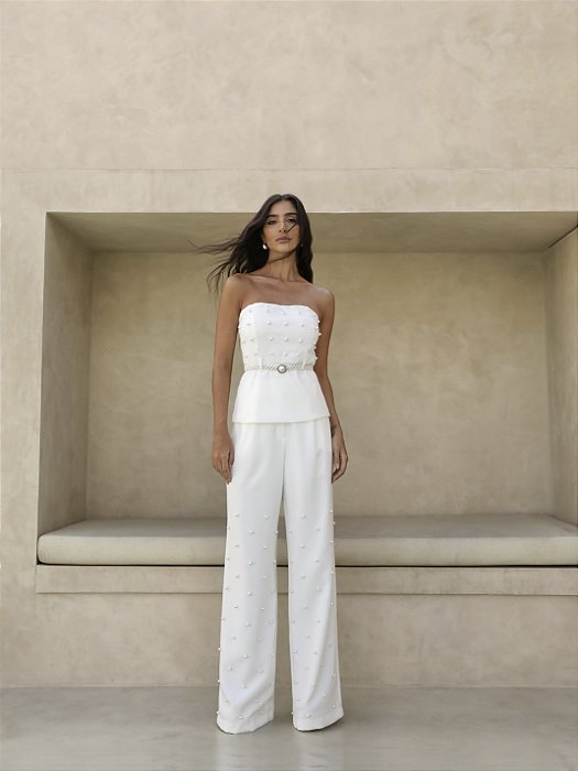 CONJUNTO ELEGANCE PÉROLAS BRIDAL -  OFF WHITE