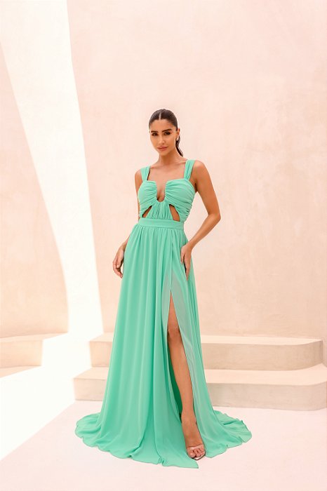 VESTIDO ATENAS LONGO VERDE ESMERAL