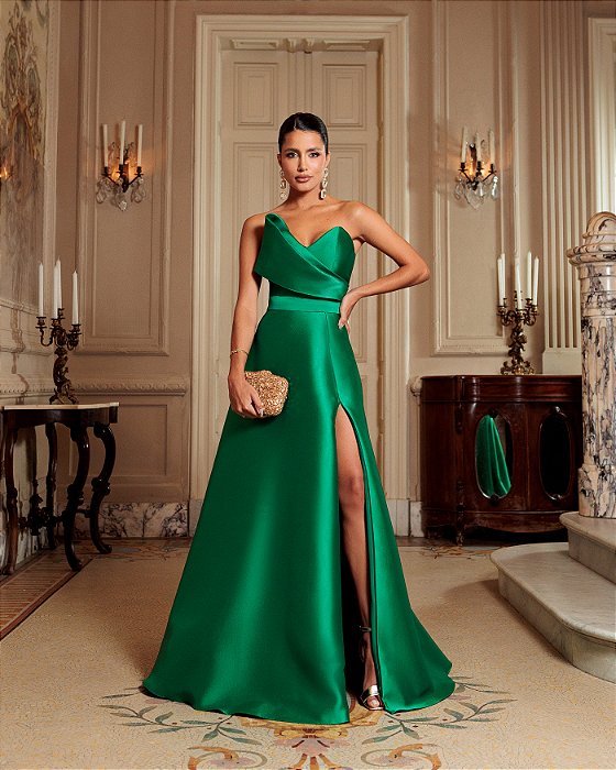 Vestido Festa Verde Aluguel De Vestido De Formatura Madrinha Verde - Main Image