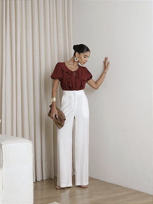 CALÇA ALICE ALFAIATARIA 2 BOTÕES - OFF WHITE