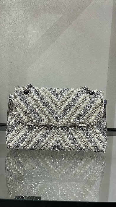 BOLSA GLAM PEDARIAS E PÉROLAS - PRATA