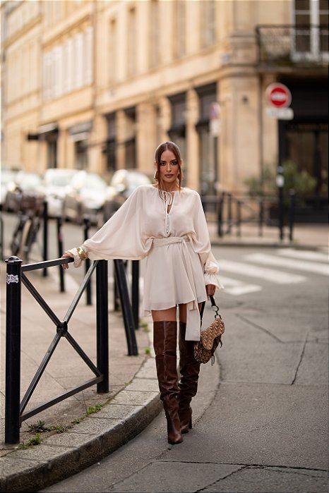 VESTIDO MACAQUINHO BOHO - AREIA
