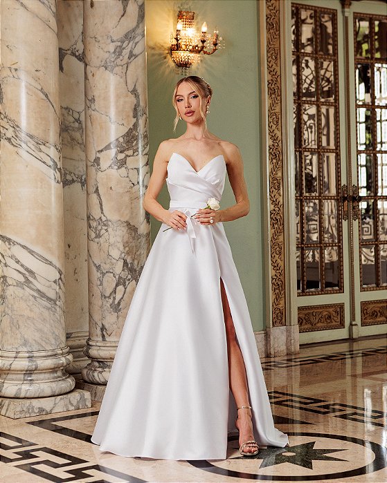 VESTIDO DE FESTA ORLANDO ZIBELINE T.Q.C. NOIVINHAS - OFF WHITE