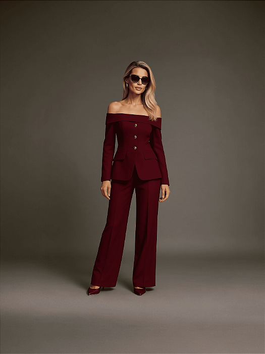 CONJUNTO CALÇA E BLAZER OMBRO A OMBRO WINTER SOUL - MARSALA
