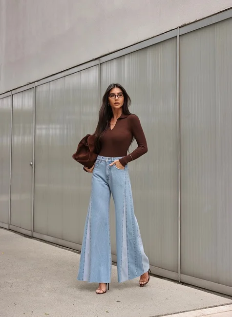 CALÇA BIANCA JEANS FLARE BICOLOR