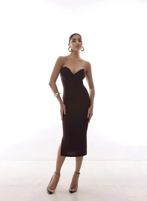 VESTIDO LUCY MIDI T.Q.C - MARROM