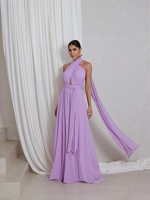VESTIDO DE FESTA LONGO COM CALDA GISELE - LILÁS