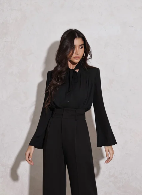 CAMISA COM LAÇO RENATA - PRETO