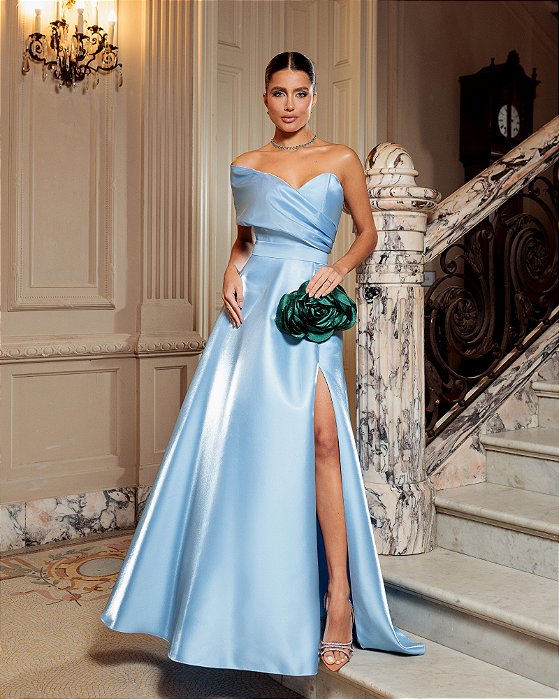 VESTIDO DE FESTA SIENA T.Q.C. ZIBELINE GLOW - AZUL SERENITY
