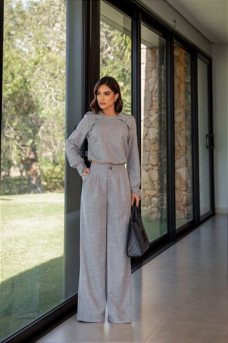 CONJUNTO ALFAIATARIA FLAMÊ - CINZA