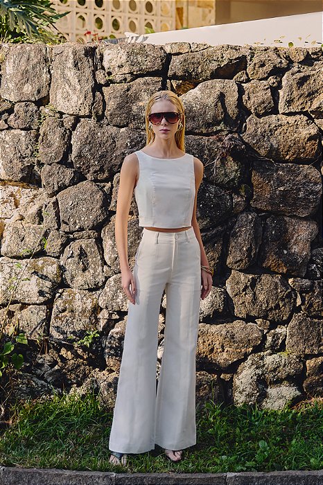 CONJUNTO BLUSA FIVELA - OFF WHITE