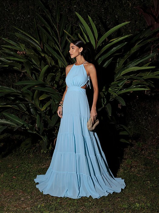 VESTIDO MALTA LONGO - AZUL SERENITY