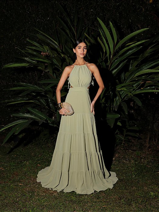 VESTIDO MALTA LONGO - VERDE PISTACHE