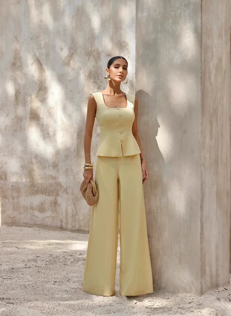 CONJUNTO BLUSA LISTRADA PEPLUM - CAMOMILA
