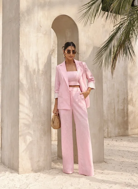 BLAZER DUBAI ALFAIATARIA LINHO - ROSA