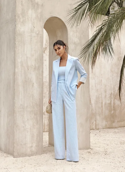 BLAZER DUBAI ALFAIATARIA LINHO - AZUL