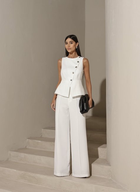 CONJUNTO ALFAIATARIA COLETE ASSIMÉTRICO - BRANCO
