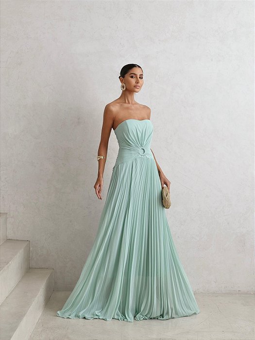 VESTIDO DE FESTA SUMMER LONGO T.Q.C. - VERDE MENTA