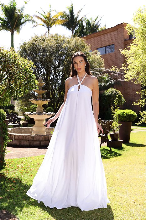 VESTIDO VALENTINA CREPE MUSSELINE NOIVINHAS - OFF WHITE