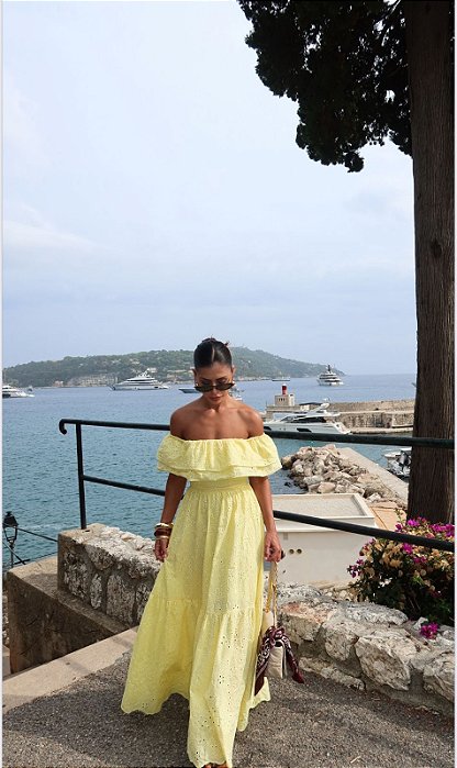 VESTIDO ADRIANA LONGUETE LAISE OMBRO A OMBRO - CAMOMILA