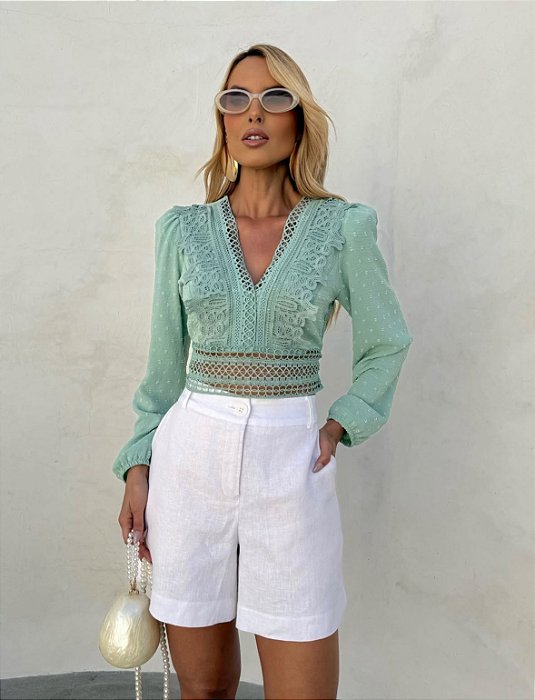 CAMISA CROPPED HELENA GUIPIR - VERDE