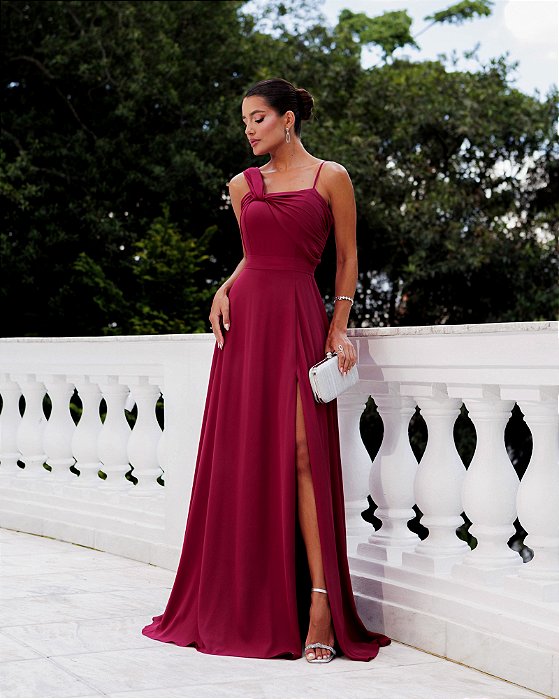 VESTIDO DE FESTA KIM ALÇA MULTIFORMAS - MARSALA