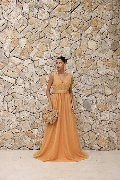 VESTIDO DE FESTA SAN ANDRES TULE COM FAIXA - MANGO