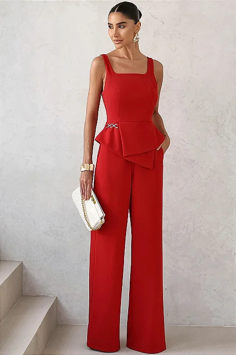 CONJUNTO RUTE CALÇA COM BLUSA ZÍPER - VERMELHO