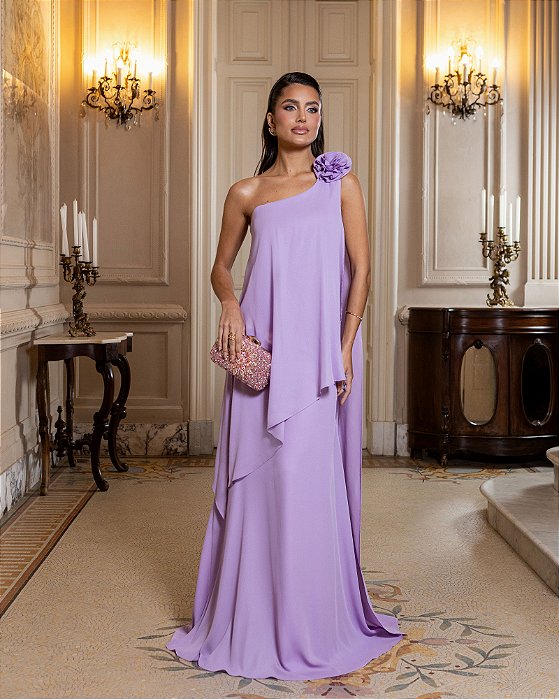 VESTIDO DE FESTA VENEZA CALDA FLOR - LAVANDA
