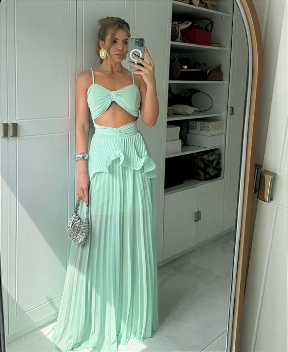 VESTIDO LONGO LUIZA CHIFFON - VERDE MENTA