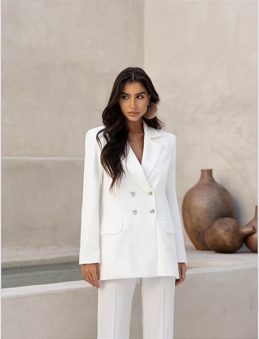 BLAZER ALFAIATARIA BOTÕES DOURADOS TALITA - BRANCO