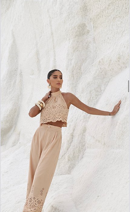 CONJUNTO LAISE RECORTE VAZADOS MILÃO - BEGE