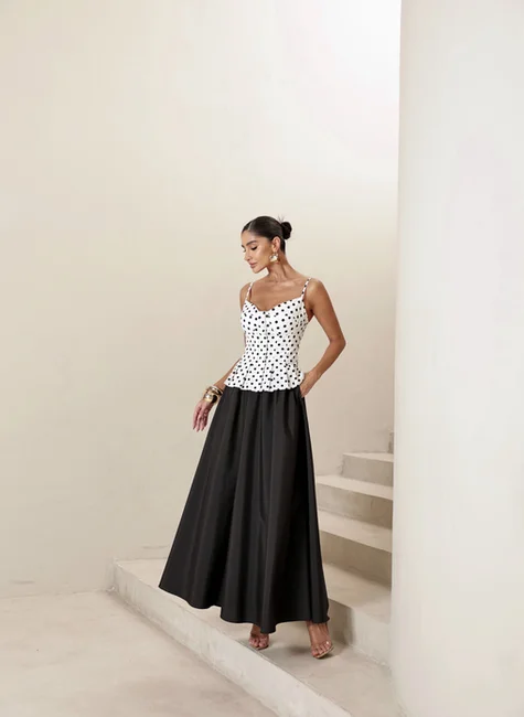 SAIA LONGUETE TRICOLINE EVASÊ - PRETO