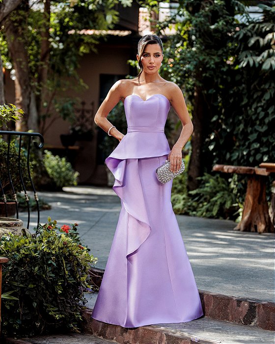 VESTIDO GLAM DECOTE CORAÇÃO ZIBELINE T.Q.C - LAVANDA