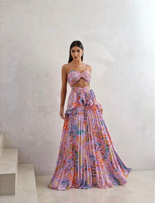 VESTIDO LUIZA LONGO ESTAMPADO - ROSA