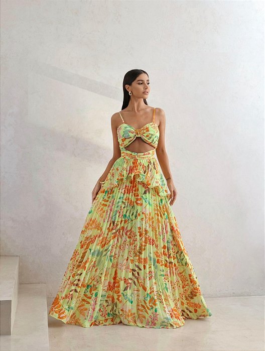 VESTIDO LUIZA LONGO ESTAMPADO - VERDE