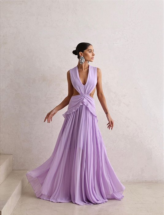 VESTIDO LONGO MANUELA CHIFFON - LILÁS