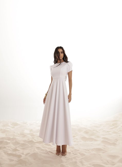 VESTIDO LONGO SCUBA CREPE LUANA MANGA ENVELOPE - BRANCO