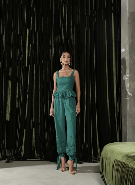 BLUSA PEPLUM LAISE BARRADO STEFANY - VERDE