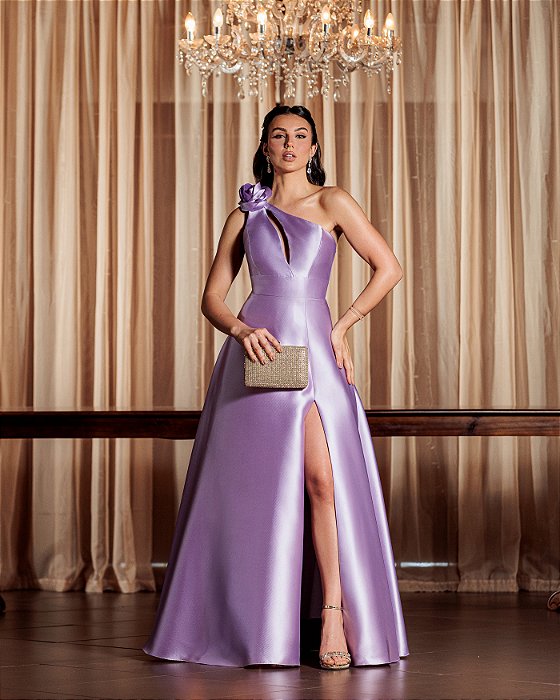 VESTIDO DE FESTA PALOMA ZIBELINE UM OMBRO - LAVANDA