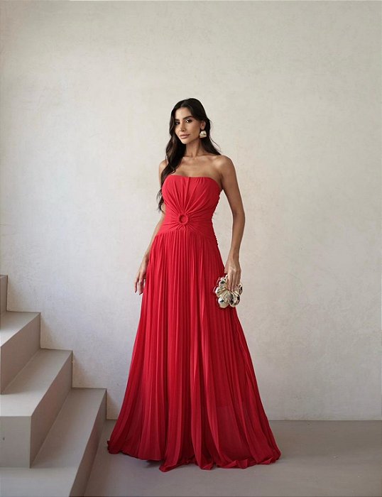 VESTIDO DE FESTA SUMMER LONGO T.Q.C. - VERMELHO