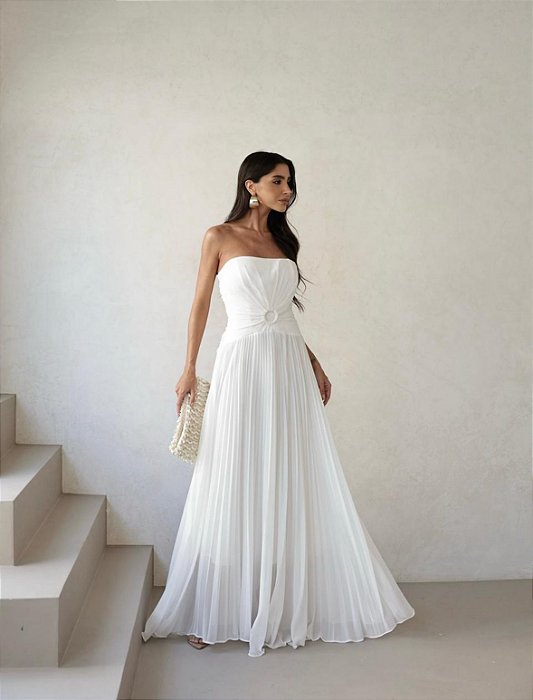 VESTIDO DE FESTA SUMMER LONGO T.Q.C. - CLOUD DANCER