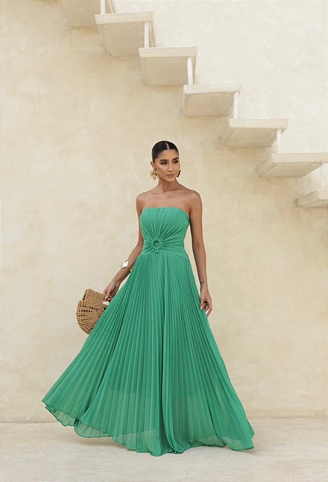 VESTIDO DE FESTA SUMMER LONGO T.Q.C. - VERDE